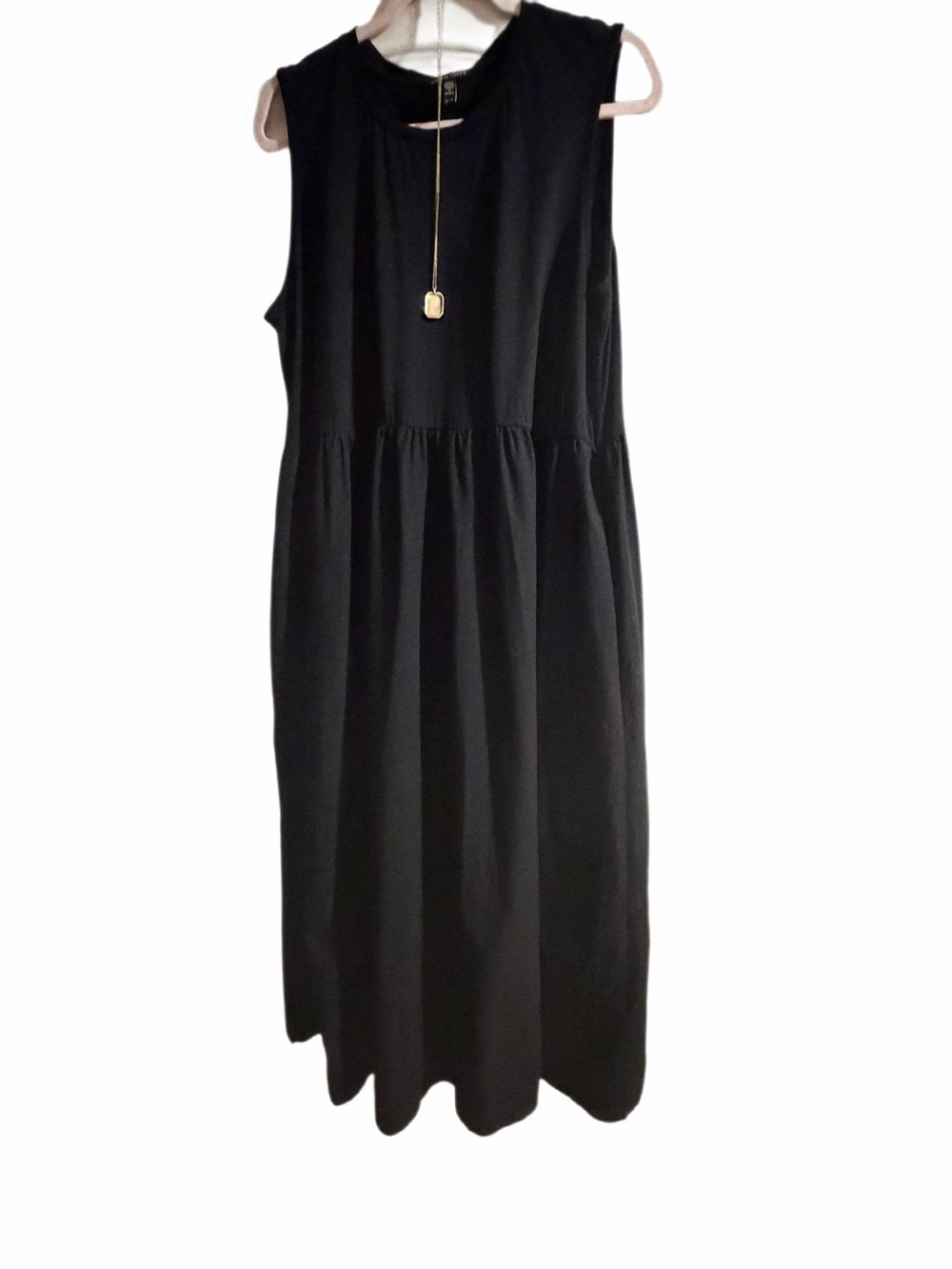 Eileen Fisher Black Organic Cotton Poplin Neck Maxi Dress womens XL - Picture 13 of 14